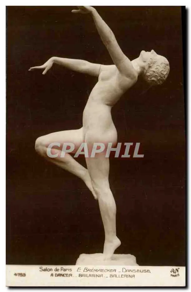 Nackte Tänzerin — Skulptur von E. Brémæcker — Paris Salon - Vorderseite