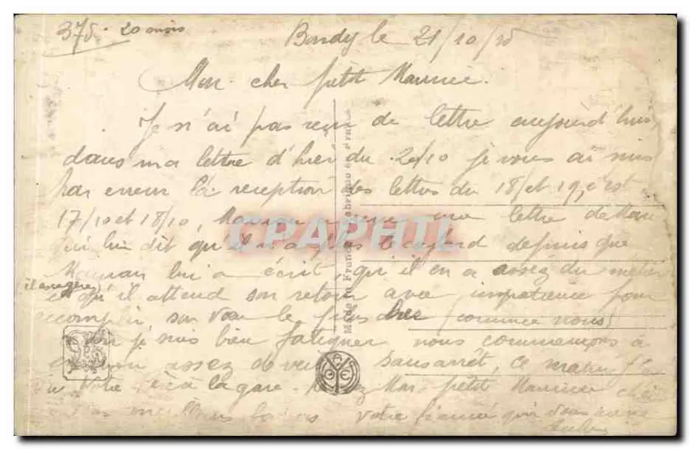 Augustwolke — A. Rigolot — Paris Salon - Rückseite