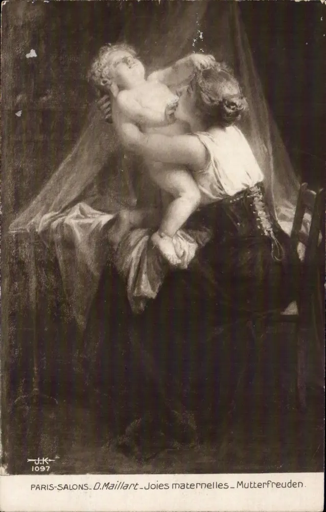 Mutter, die ihr Kind hält — Mutterfreuden — D. Maillart, Paris-Salons, 1097 - Vorderseite
