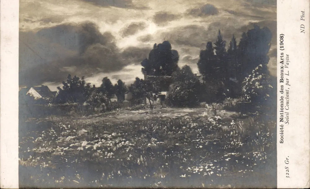 Landschaft mit Feldern — Unter einem bewölkten Himmel — Société Nationale des Beaux-Arts (1908), von L. Payssé - Vorderseite