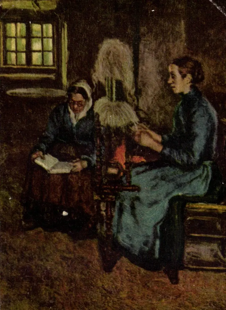 Zwei Frauen in einem Zimmer — Szenen aus dem Leben — Richard Hartmann, Serie 758 - Vorderseite
