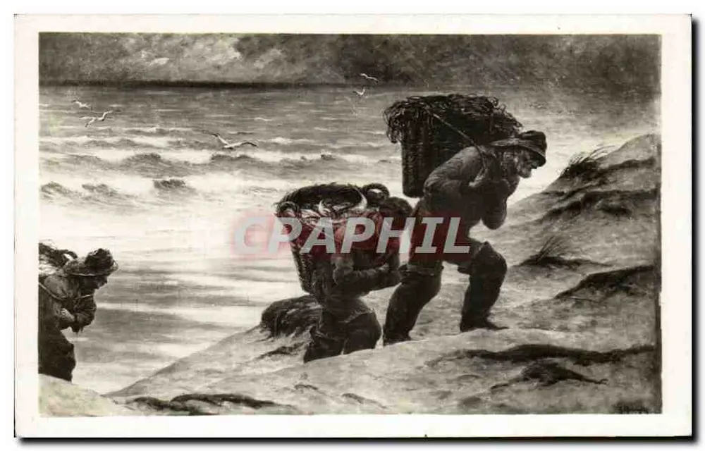 Fischer mit ihren Netzen — Küstenlandschaft — Verlag G. P. Maroniez, Paris - Vorderseite