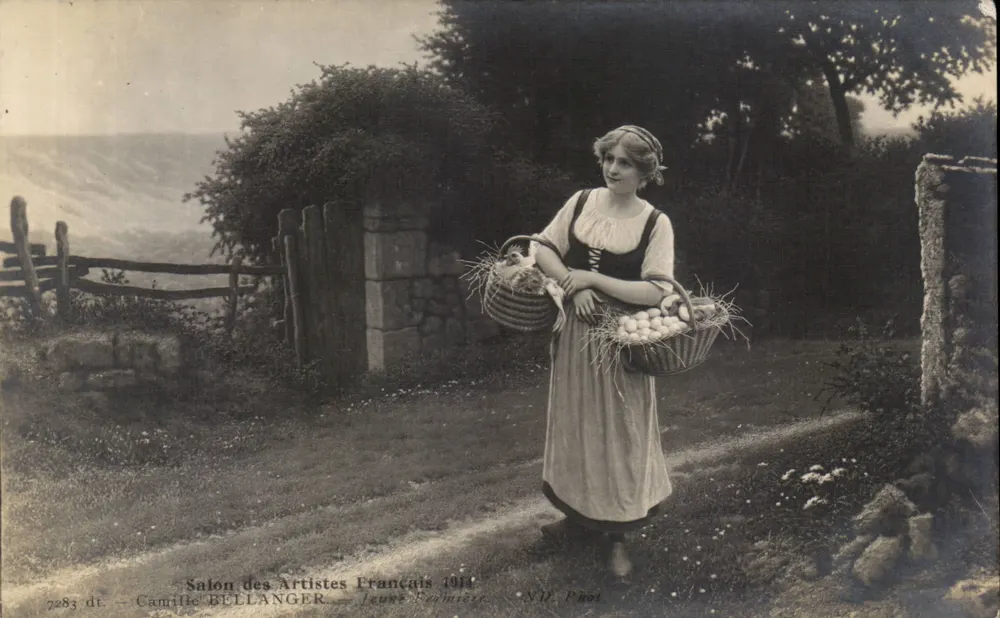 Frau mit Eierkörben — Salon des Artistes Français 1914 — Camille BELLANGER, Nr. 12 - Vorderseite
