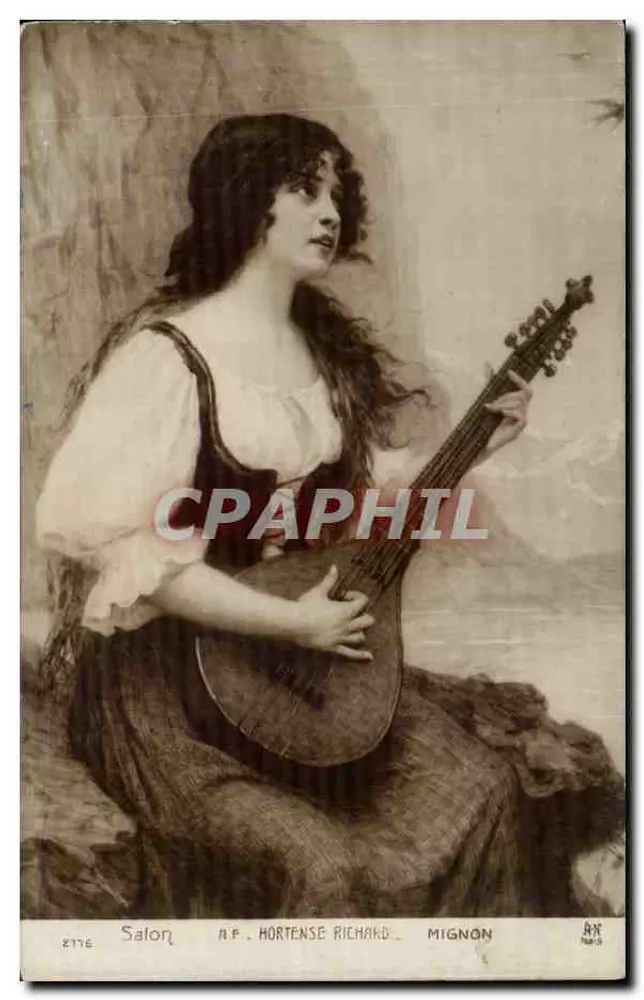 Femme jouant de la mandoline — Salon — A.F. Hortense Richard-Mignon, n° 2776 - Recto