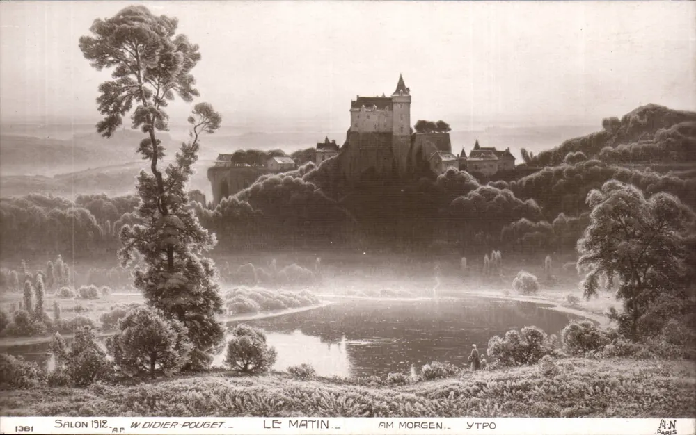 Schloss auf einem Hügel — Morgenlandschaft — W. Didier-Pouget, Salon 1912, A.N. Paris - Vorderseite