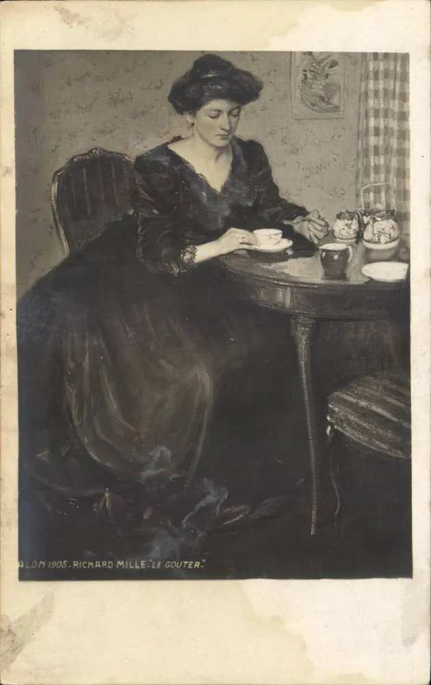 Donna con il tè — scena interna — Richard Mille, n. 1908 - Recto