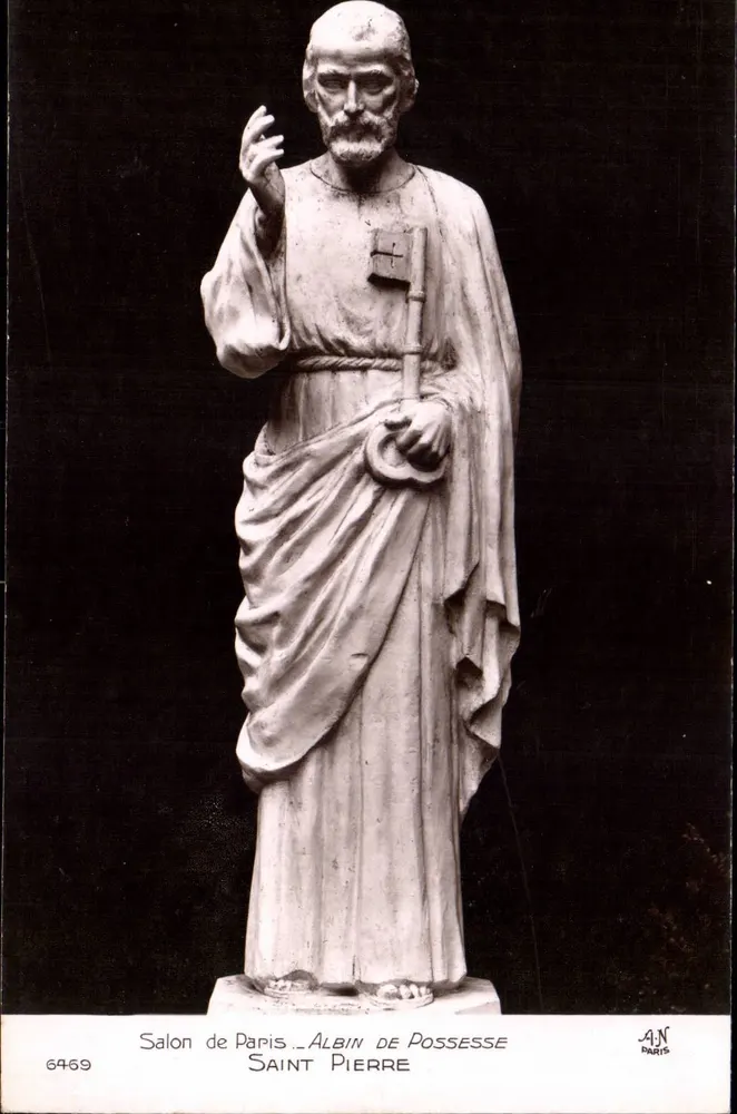 Statue des Petrus — Werk von Albin de Possesse — Salon de Paris, n° 6469 - Vorderseite