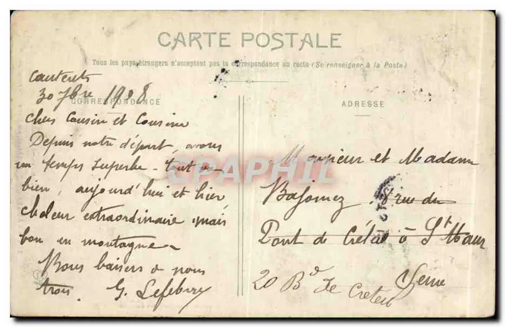 Les Hautes-Pyrénées — Gouffre du Gave d'Estom — Cauterets — n°754 - Verso