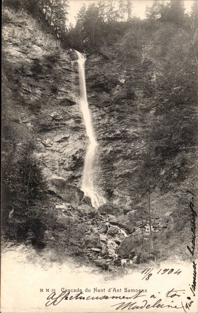 Cascata do Nant d'Ant Samoens — Afeto a você, Senhorita — Julien Fares, Genebra, n° M M 33 - Frente