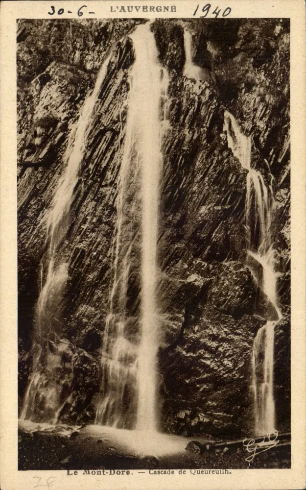 Le Mont-Dore — Cascata de Queureuillh — J. Gouttefanges, editor (Puy-de-Dôme) - Frente
