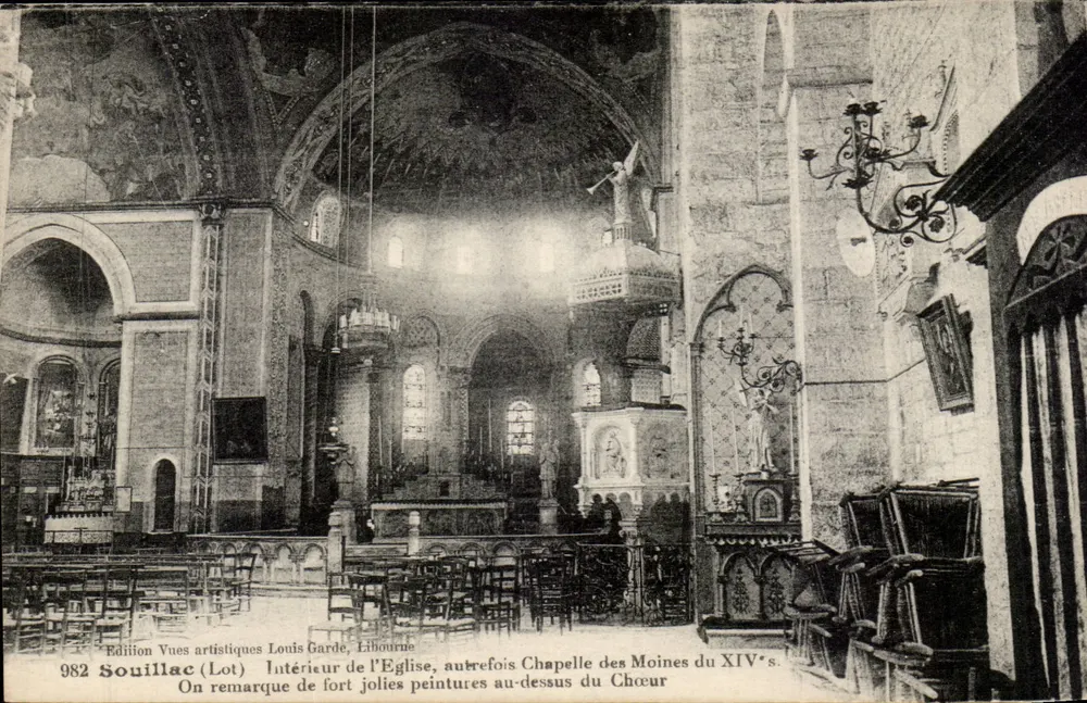 Innenansicht der Kirche, einst Kapelle der Mönche des 14. Jahrhunderts — Souillac (Lot) — Édition Vues artistiques Louis Garde, Libourne, n° 982 - Vorderseite