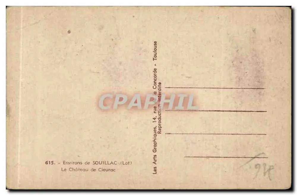 Schloss Souillac — Lot — Les Arts Graphiques, 14, rue de la Concorde - Toulouse - Rückseite