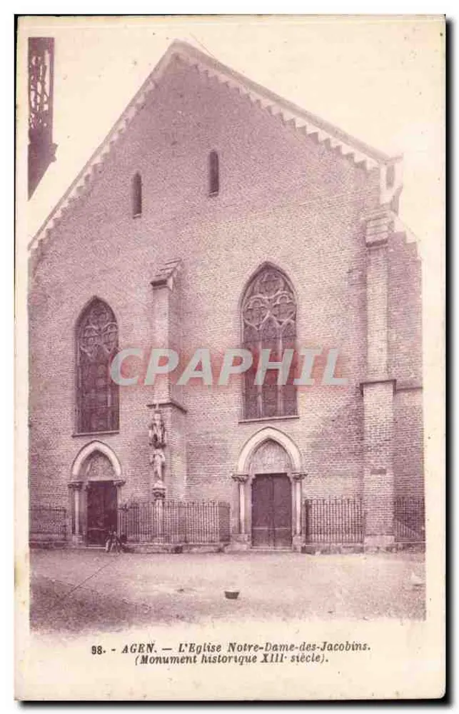 Agen — Die Kirche Notre-Dame-des-Jacobins — Historisches Monument 13. Jahrhundert - Vorderseite