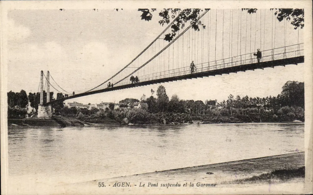 Agen - Der Hängebrücke und die Garonne — Verlag: Éd. Leyre, n° 55 - Vorderseite
