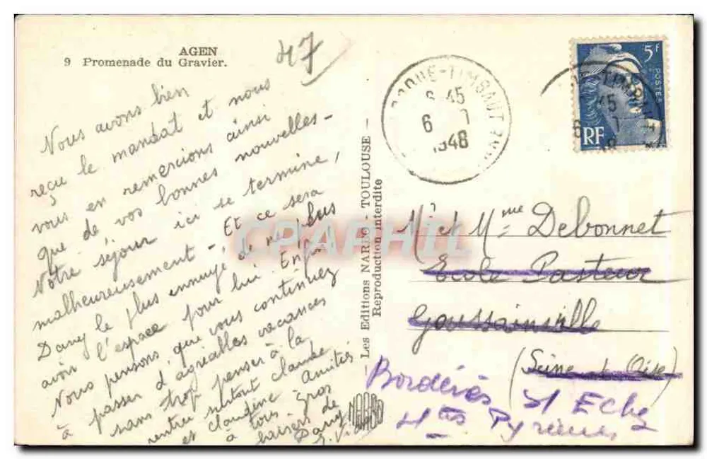 Promenade du Gravier — Agen — Edições Nardo - Verso