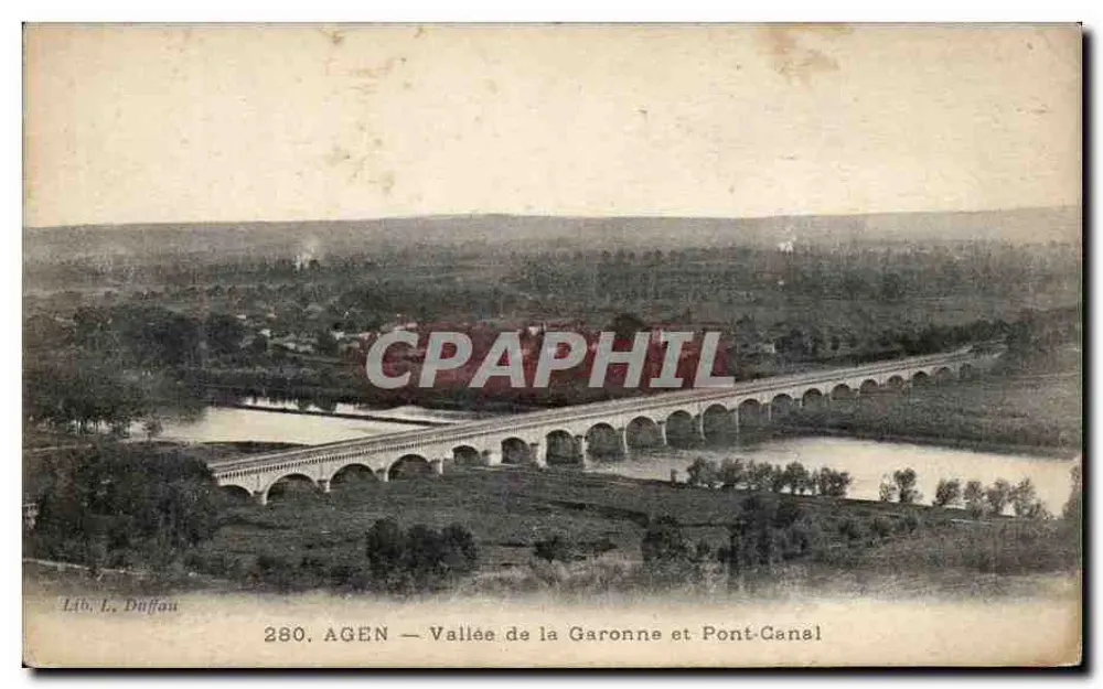 AGEN — Tal der Garonne und Kanalbrücke — Lib. L. Duffau, n° 280 - Vorderseite