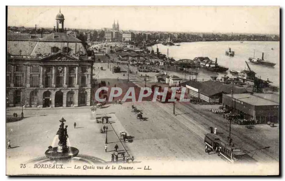 Bordeaux — De Kade gezien vanaf de Douane — LL. n°75 - Voorkant