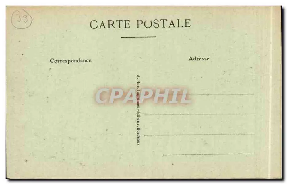 Bordeaux — Porta das Salinhas — A. Rue, impressor-editor, Bordeaux - Verso