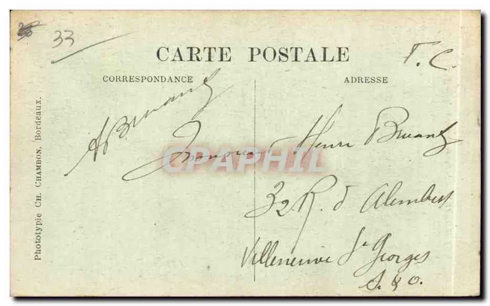 Bordeaux — Estátua de Vercingétorix — C.B. - Verso