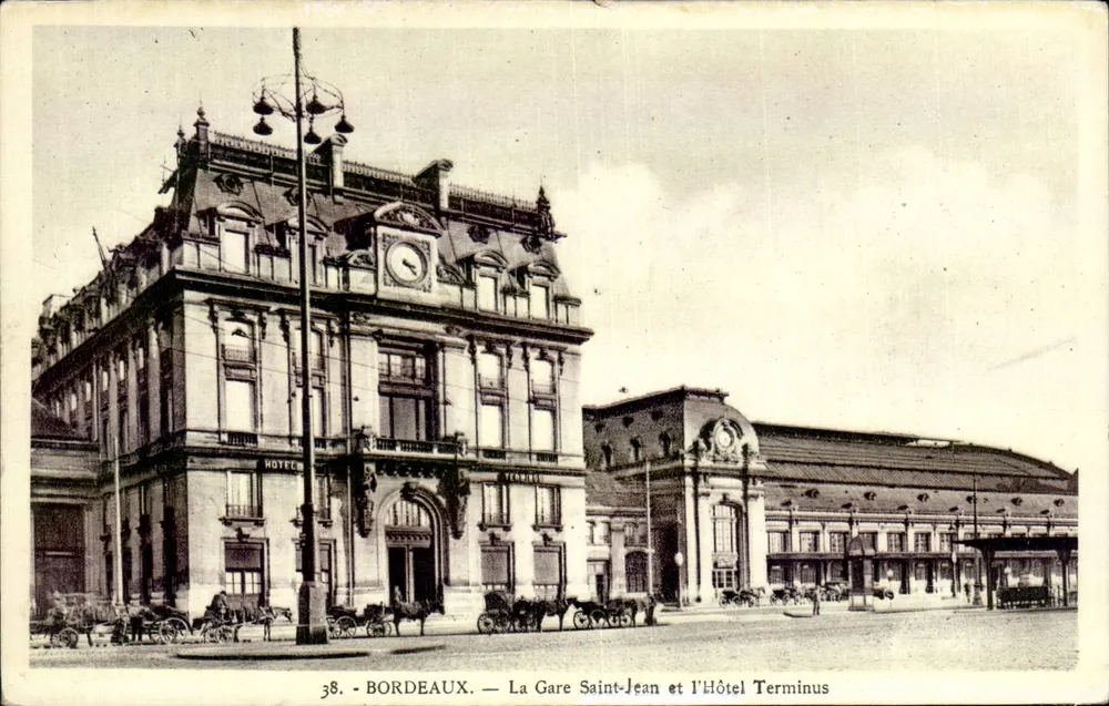 Bordeaux — Bahnhof Saint-Jean und Hotel Terminus — Verlag La Cigogne, Nr. 38 - Vorderseite
