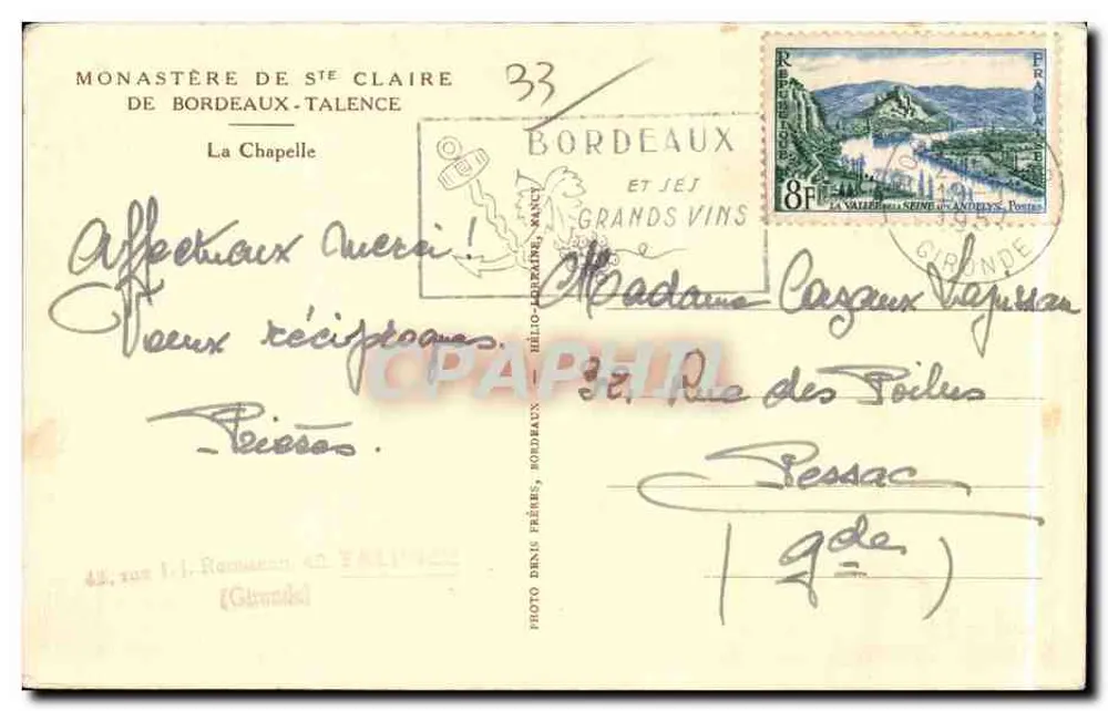 Interior da capela — Mosteiro de Santa Clara de Bordeaux-Talence — Foto Hélio-Prêmes - Verso