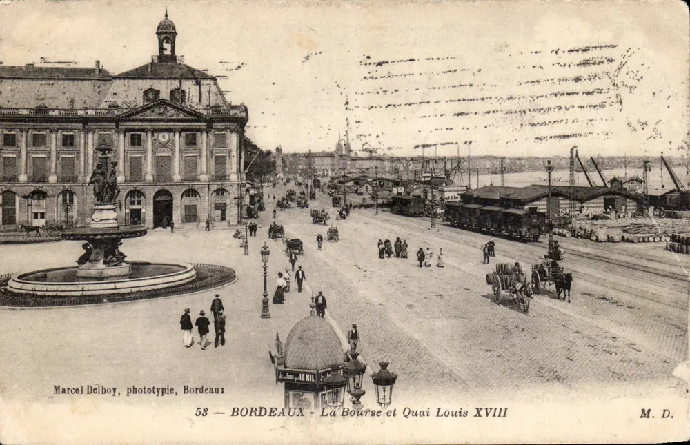 Bordeaux — Die Bourse und Quai Louis XVIII — Marcel Delboy, Phototypie, Bordeaux - Vorderseite