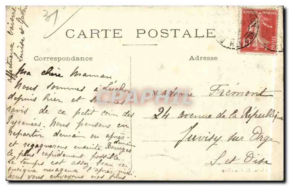 Luchon, visto de Saint-Mamet — La Haute-Garonne — Foto B. Vignon, Paris - Verso