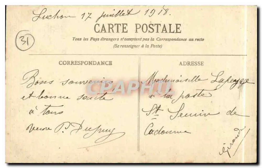 Luchon - O Casino — BR - 1335 - Verso