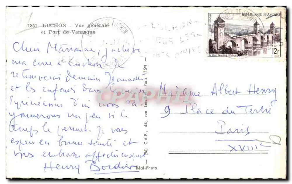 Luchon — Vista geral e Porto de Venasque — C.A.P. (1351) - Verso