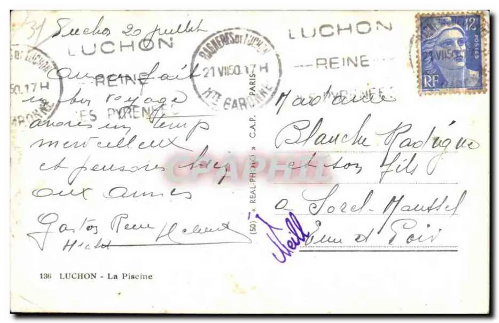 Luchon - A Piscina — editor C.A.P. n°136 - Verso