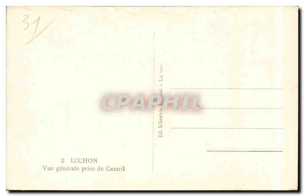 Luchon — Vista geral tirada de Cazaril — Livraria Luchon - Verso
