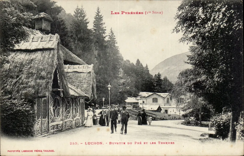 Luchon - Buvette do Pré e os Termas — Fototipia Labouche Frères, Toulouse, 1ª Série - Frente