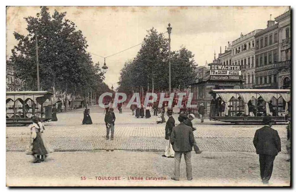 Toulouse - A Avenida Lafayette — vista com trams e sinalização Dewachter - Frente