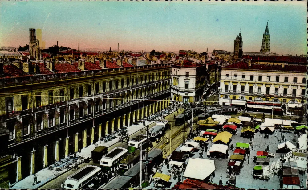 Place du Capitole em Toulouse — mercado e trams — editor JABOUCHE Frères, n°31 - Frente