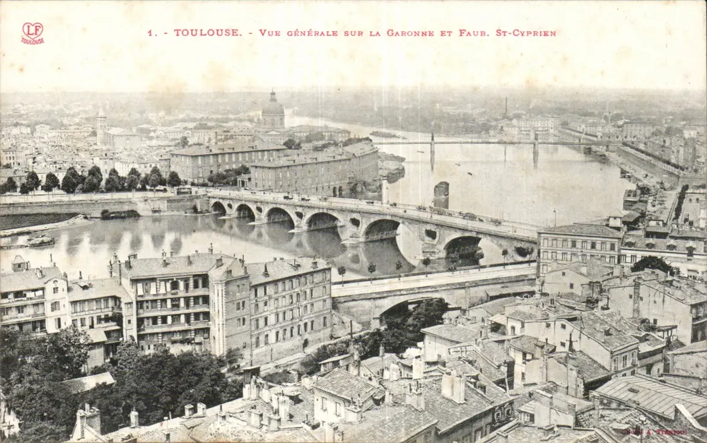 Toulouse - Allgemeiner Blick auf die Garonne und Faub. St-Cyprien — Verlag LF Toulouse, n°1 - Vorderseite