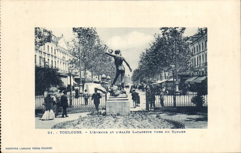 Toulouse - Avenue und Allée Lafayette aus Sicht des Platzes — Phototypie Labouche Frères, Toulouse, n°21 - Vorderseite