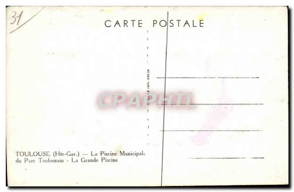 Toulouse (Hte-Garonne) — Die Große Stadtbadeanstalt — Verlag D. Macop - Rückseite