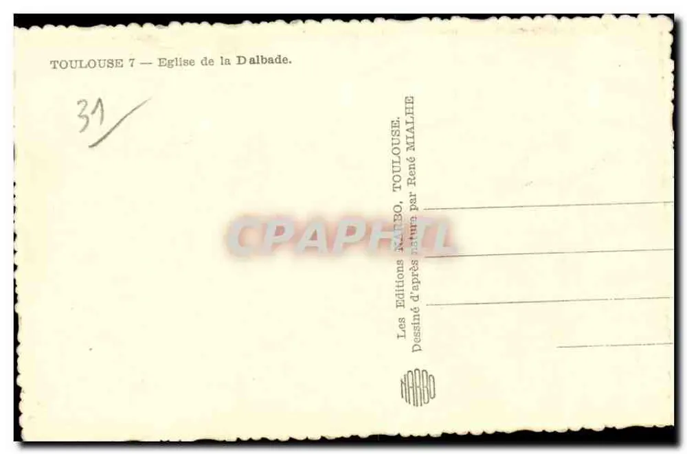 Toulouse — Igreja da Dalbade — Desenhado a partir da natureza por René Mialhe - Verso