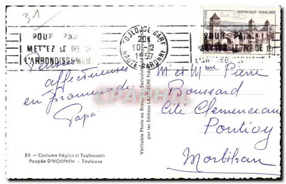 Drei Puppen im regionalen Kleid aus Toulouse — Éditions Laroche — n°88 - Rückseite