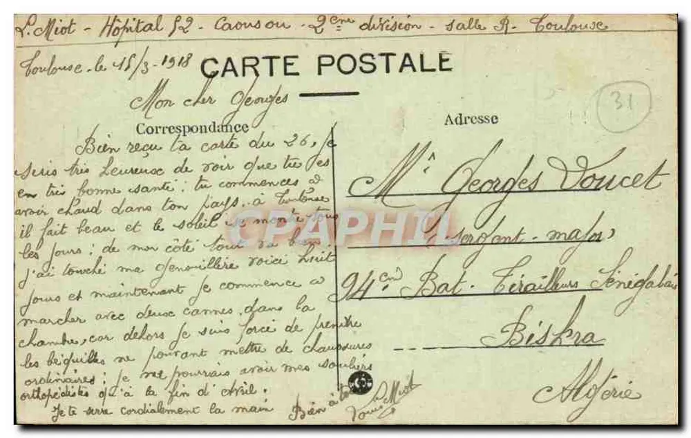 Toulouse — Vista Geral — Editor E. F. Jourdan, n°14 - Verso