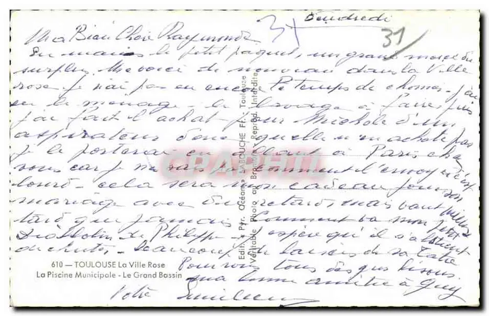 Der Große Becken — Gemeindebad — Toulouse — Verlag La Bauduche - Rückseite