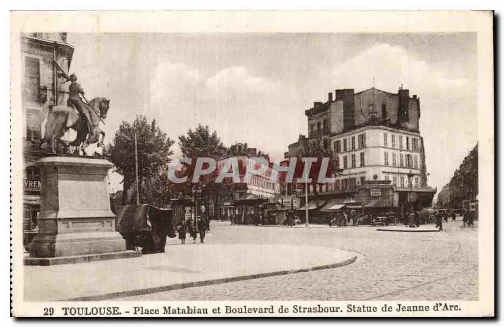 Toulouse - Place Matabiau und Boulevard de Strasbourg. Statue der Jeanne d'Arc. - Vorderseite