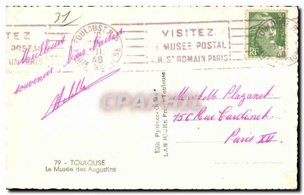 Place de la Comédie — Toulouse — Editor Fermand & Cie, n° 37 - Verso