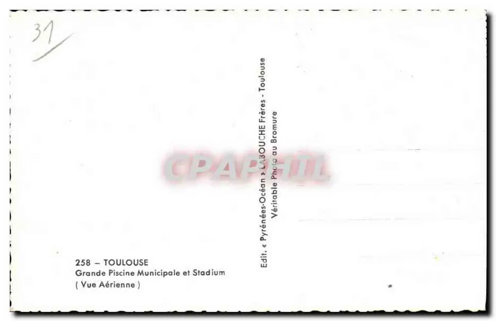 Toulouse — Große Gemeindebad und Stadion — Verlag LA BOUCHE Frères - Rückseite
