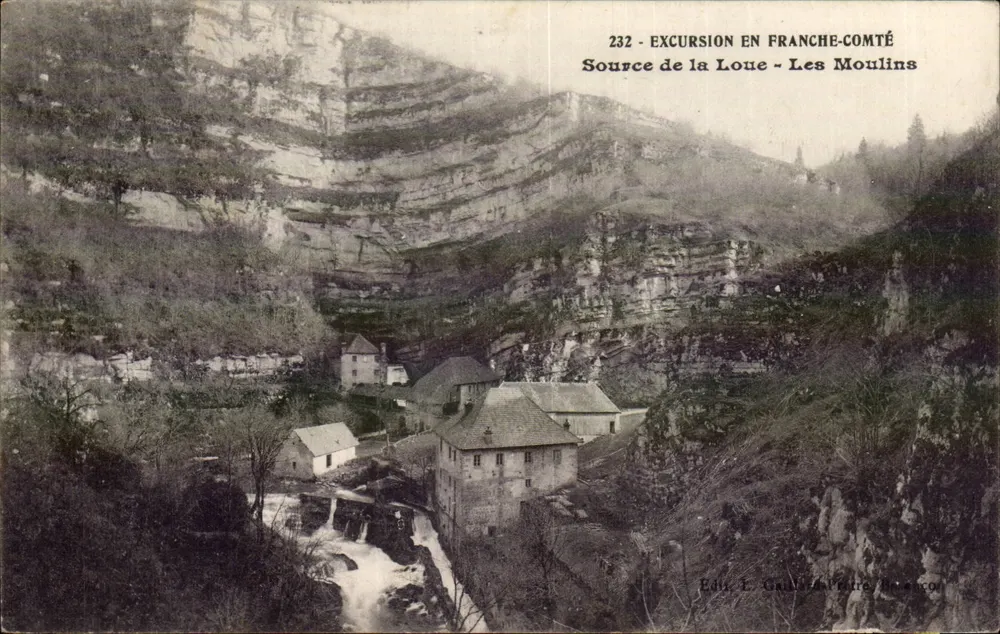 Fonte da Loue - Les Moullins — Excursão na França-Comtado — Ed. L. Gallet, L'Évère - Frente