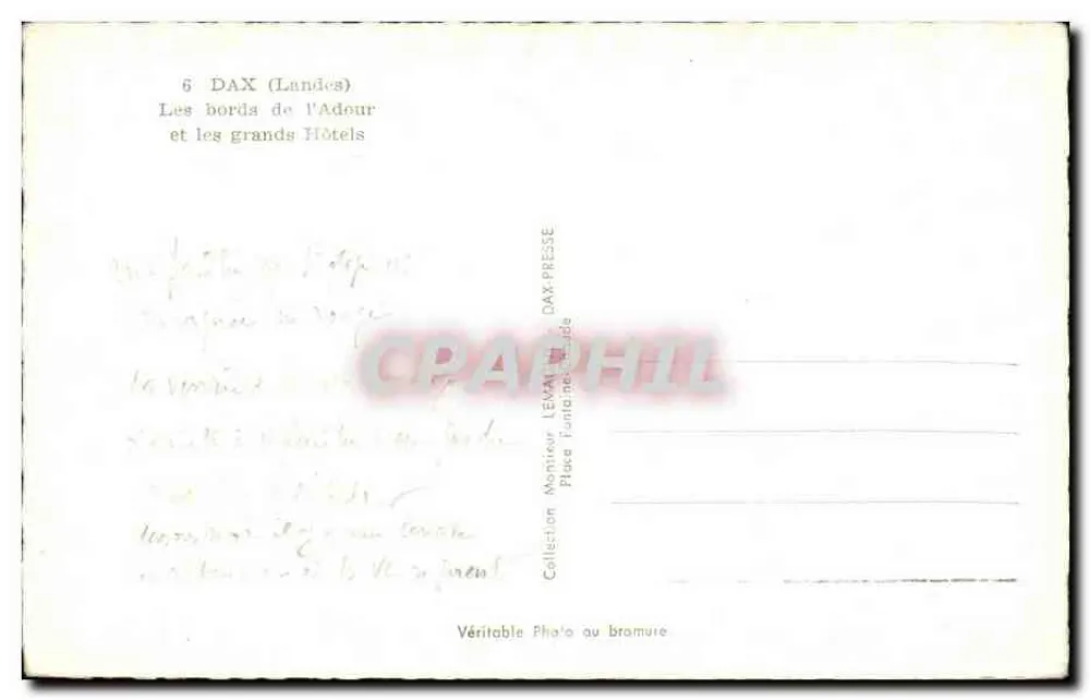 Dax (Landes) — Die Ufer des Adour und die großen Hotels — Verlag DAX PRESSE - Rückseite