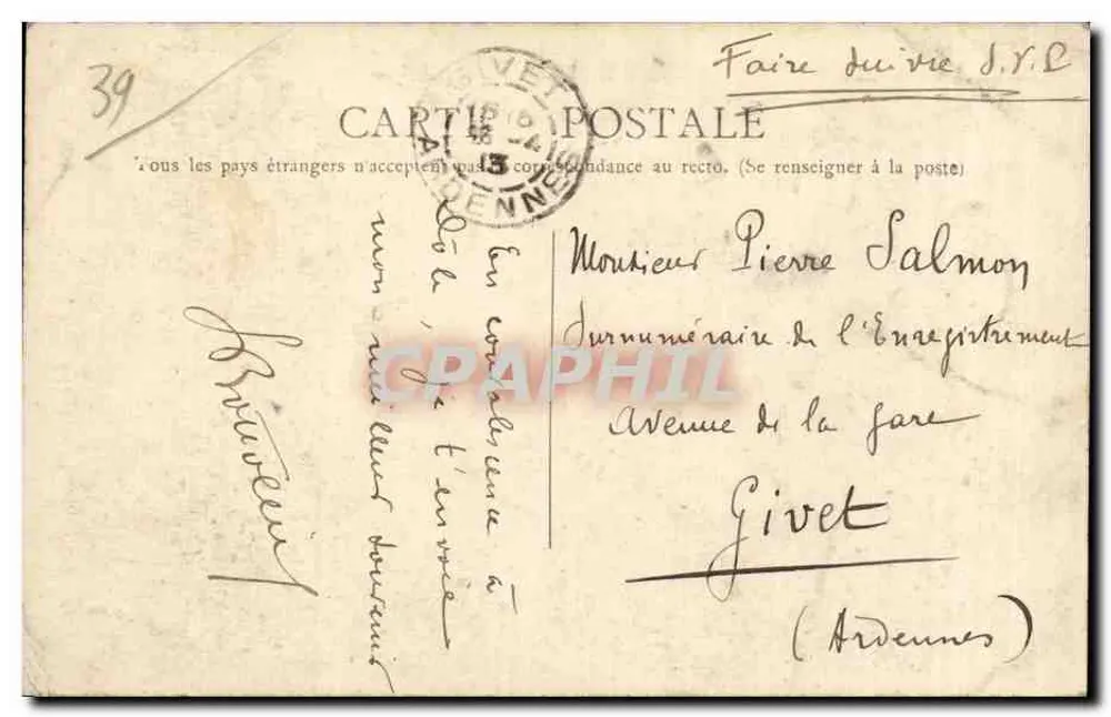 Dole — Denkmal für Jules Grévy, ehemaliger Präsident der Republik — Verlag Vye Karrer Dole - Rückseite