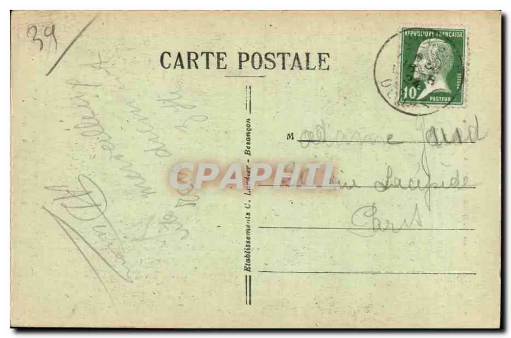 Baume-les-Messieurs (Jura) — Die Schlucht. Das Hotel der Poulet-Höhlen — pittoreske Stätten der Franche-Comté. - Rückseite