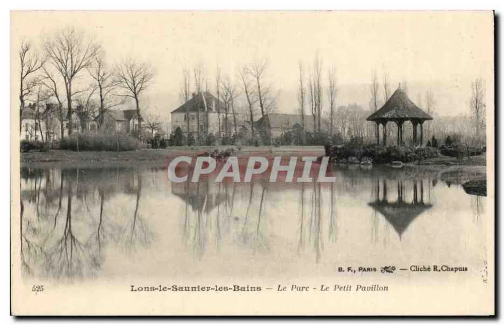Lons-le-Saunier-les-Bains — O Parque — O Pequeno Pavilhão — B. F., Paris — Cliché R. Chapuis - Frente
