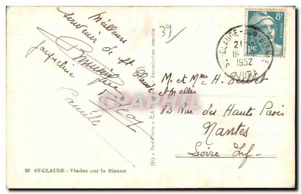 St-Clau de - Viaduc sur la Biènne — uitgever C.A.P. n°29 - Achterkant